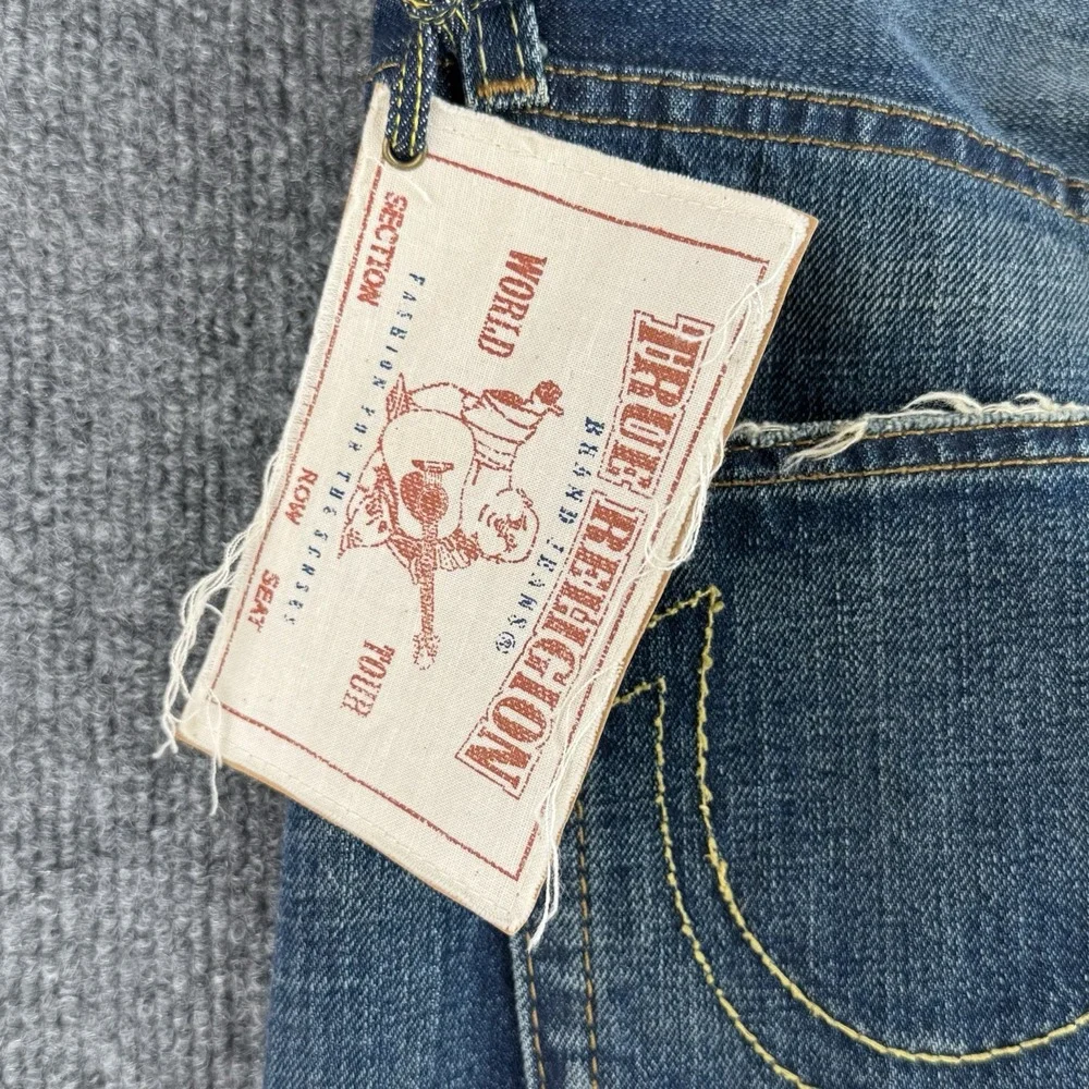 True Religion Geno Jeans Mens 29x32 Blue Denim Geno USA Distressed Selvedge NWT